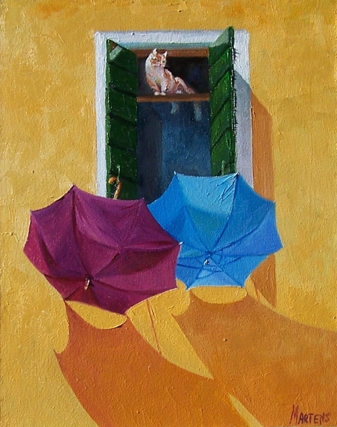 Картина маслом на холсте Зонтики