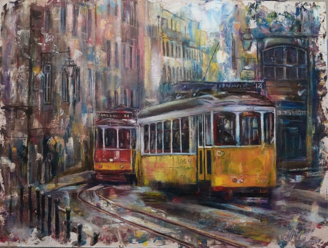 Картина маслом на холсте Трамвайчики