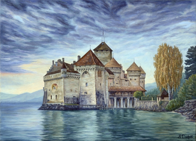Картина маслом Шильонский замок