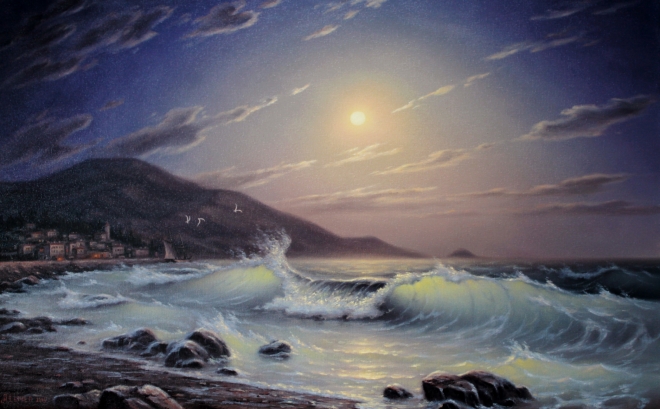 Картина маслом Лунное море