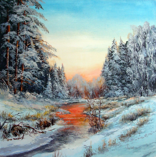 Картина на холсте Зимний ручей
