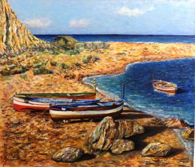 Картина Лодки у моря