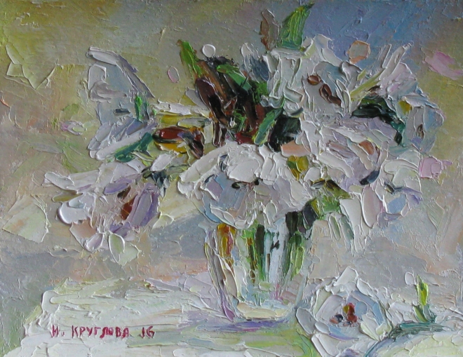 Картина маслом Белые тюльпаны