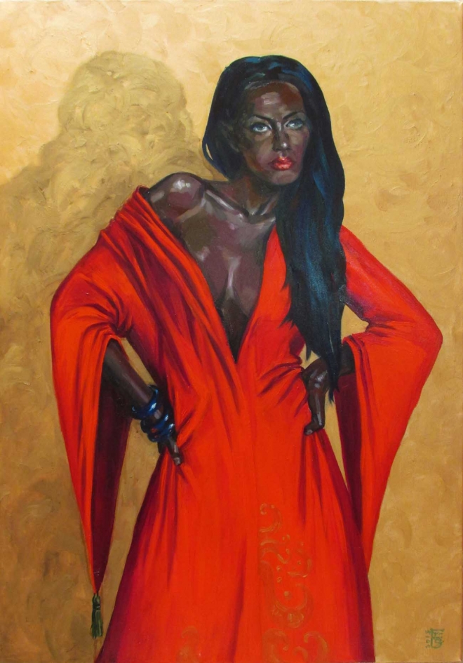 Картина маслом на холсте Девушка в красном