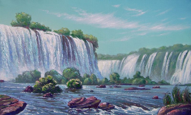 Картина маслом Водопад Игуасу.
