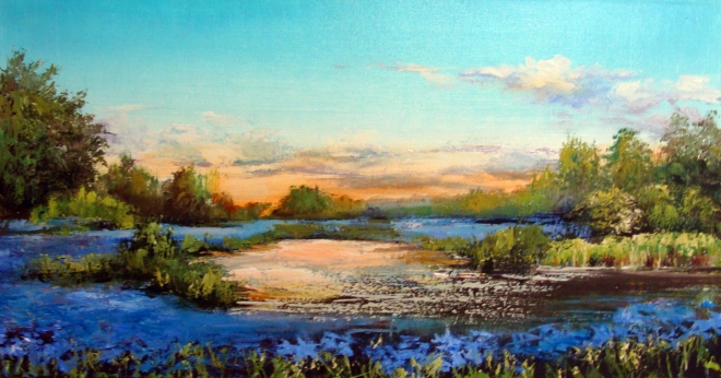 Картина маслом на холсте Васильковое поле