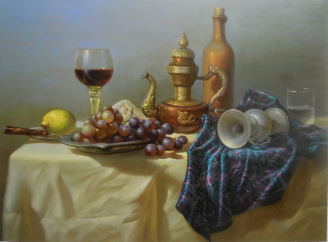 Картина маслом на холсте Натюрморт с виноградом