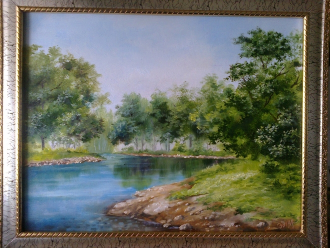 Картина лесной пруд