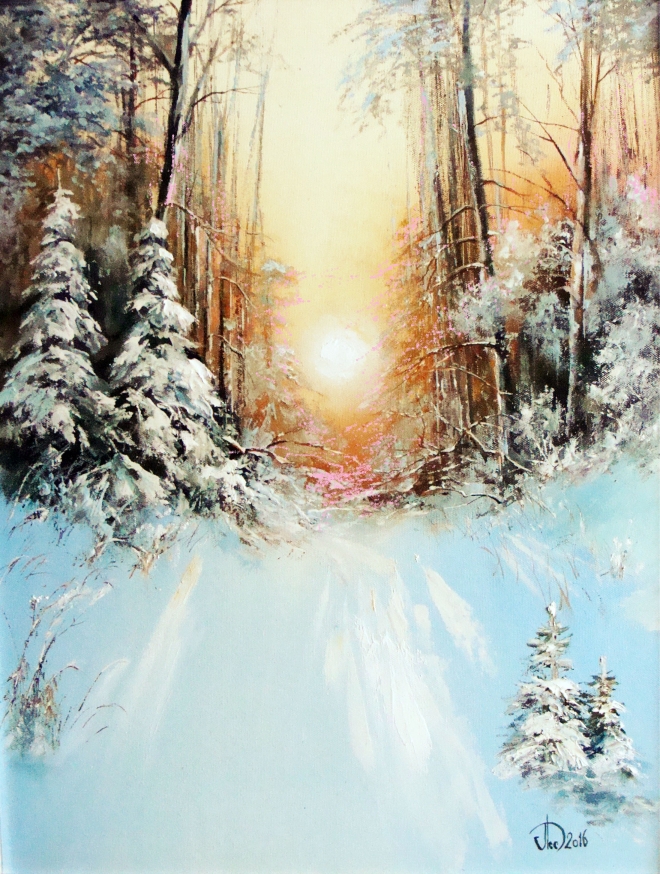 Картина маслом на холсте Зимнее солнце