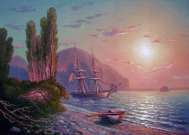 Картина маслом Крымский пейзаж.