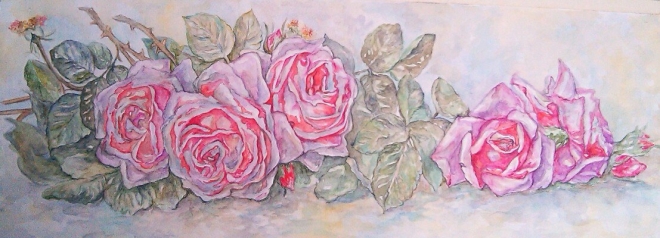 Картина акварелью Розы
