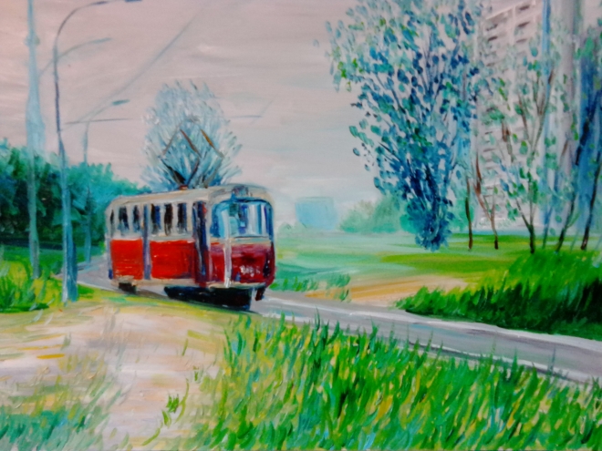 Картина Уличный трамвай