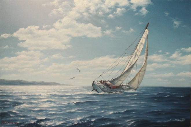 Картина маслом Яхта в море