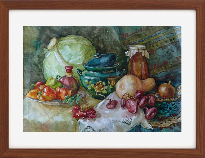 Картина акварелью Крымская кухня