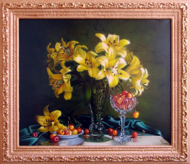Картина маслом Желтые лилии