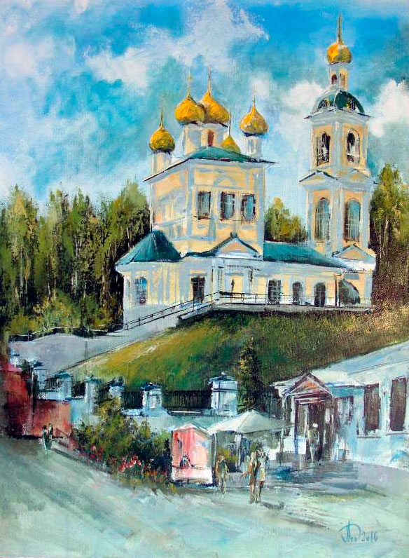 Картина на холсте Воскресенская церковь в Плёсе
