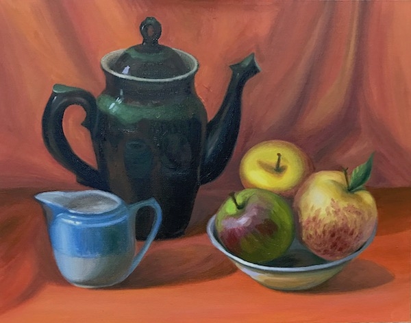 Картина маслом Этюд с чёрным чайником