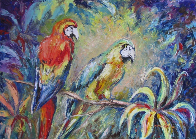 Картина маслом Птицы в райском саду
