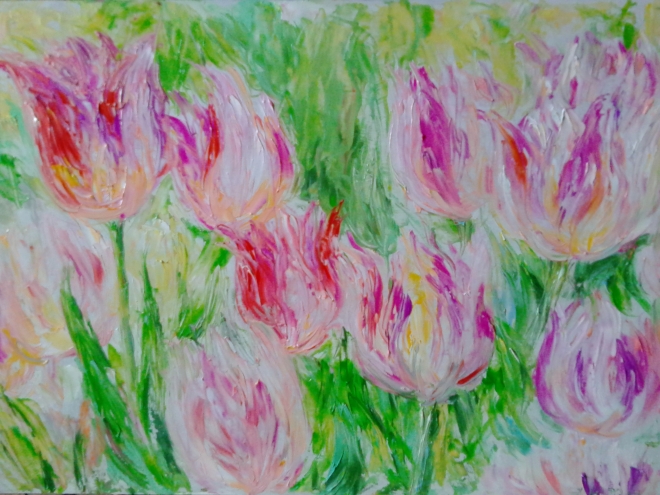 Картина Бело-розовые тюльпаны