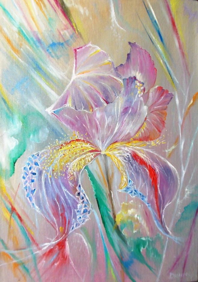 Картина маслом на холсте цветок Ириды