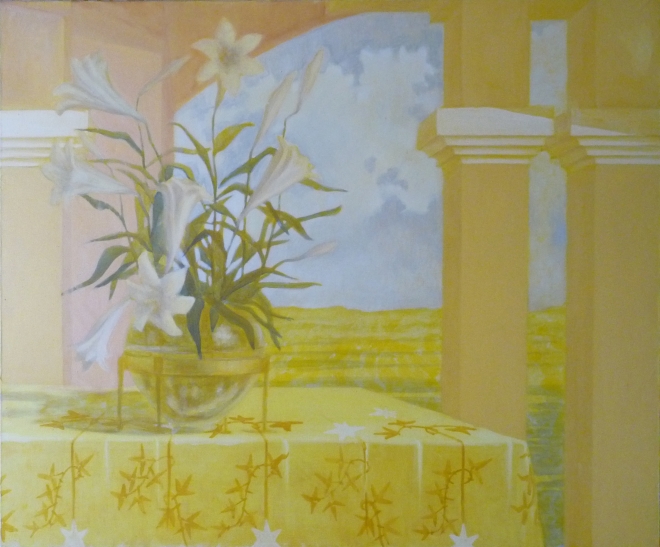 Картина маслом на холсте белые лилии
