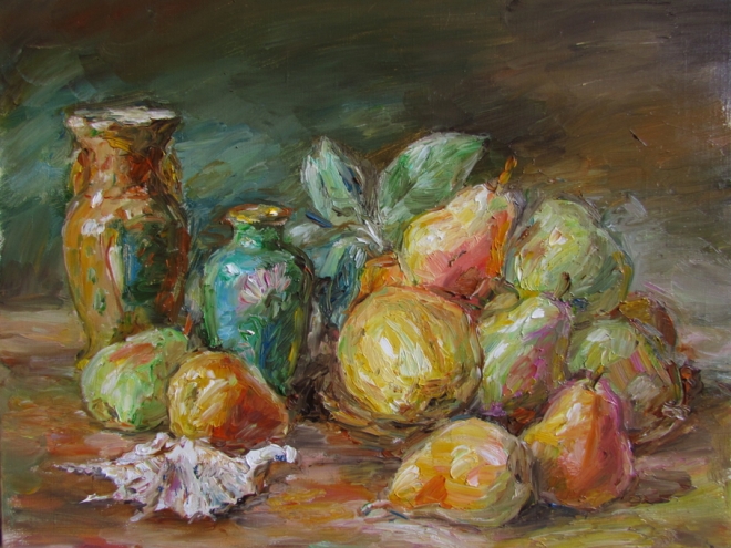 Картина маслом на холсте Китайские вазы и груши