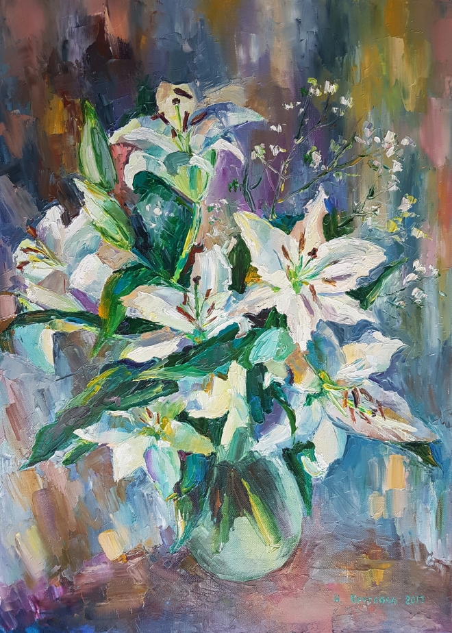 Картина маслом Букет с лилиями