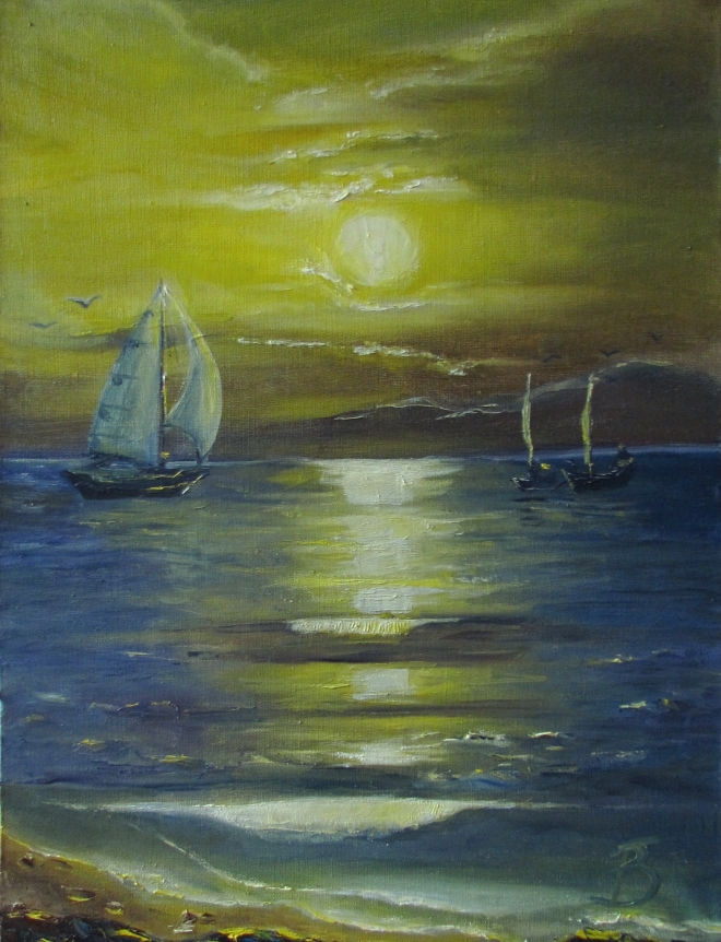 Картина маслом Закат солнца