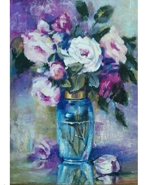 Картина маслом на холсте Цветы в вазе