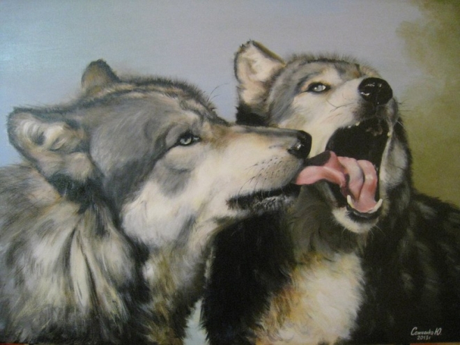 Картина маслом на холсте Пара волков