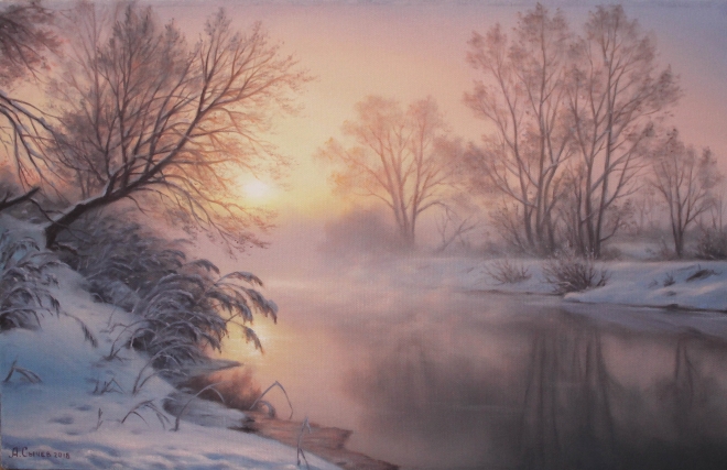 Картина маслом Зимний туман