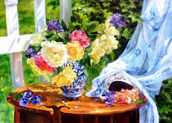 Картина маслом Натюрморт с садовыми розами