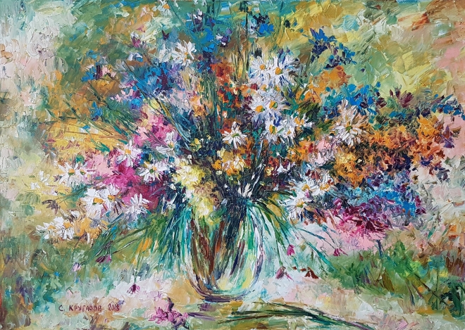 Картина маслом Маревые полевые цветы