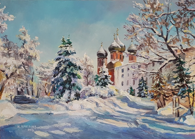 Картина маслом Морозное солнце у Покровского в Измайлово