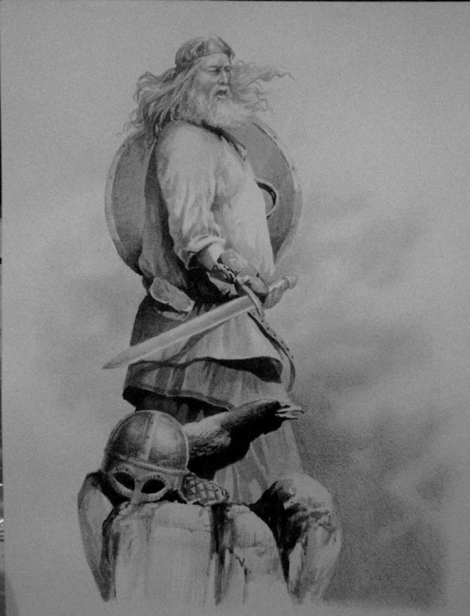 Картина акварелью Северный воин