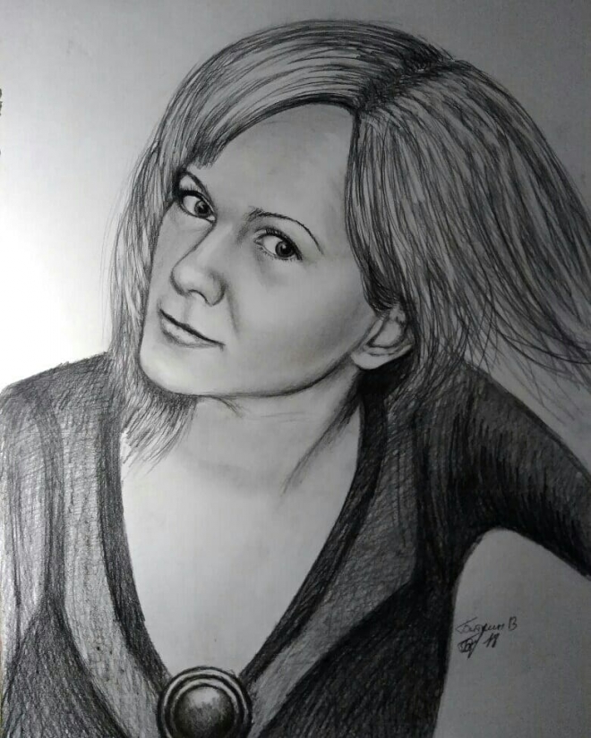 Картина Портрет девушки карандашом.
