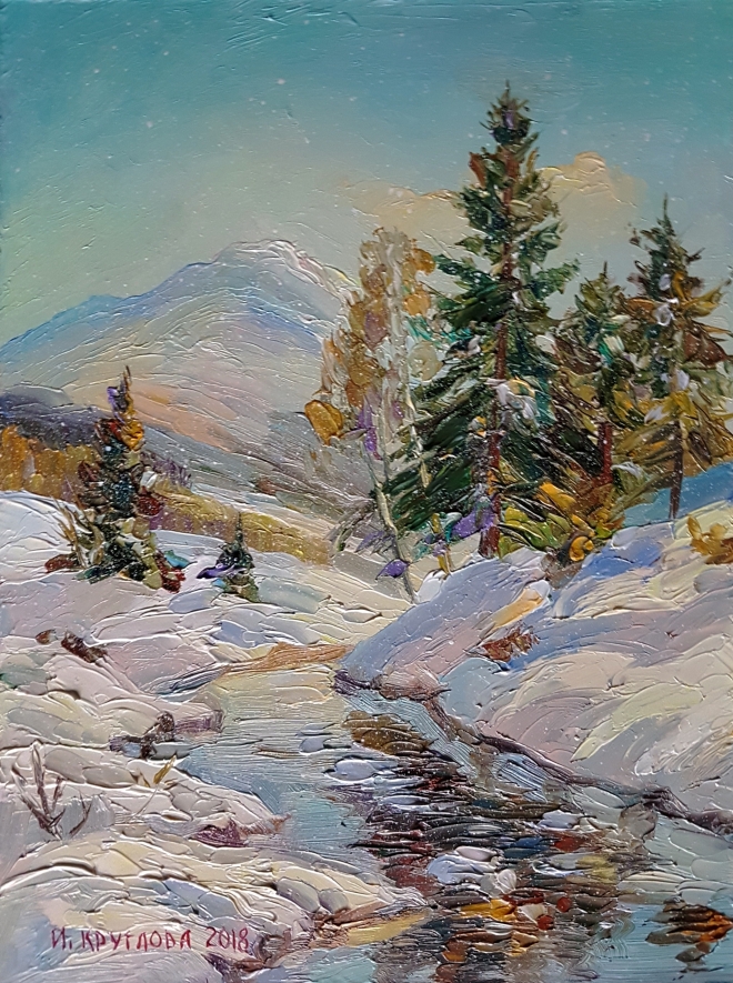 Картина маслом Снег в горах