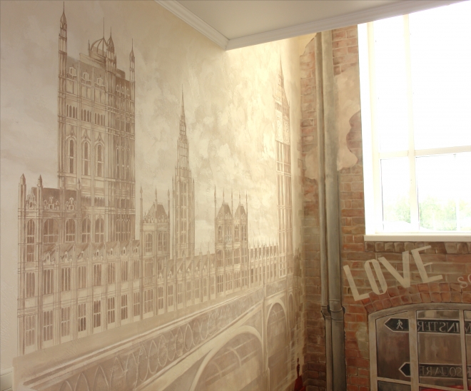 Картина Роспись стены в частном доме.Тема Лондон.