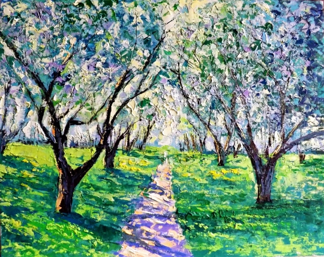 Картина маслом на холсте Дорожка в Яблоневый сад
