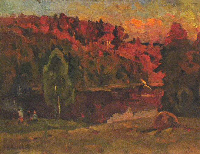 Картина маслом на холсте Осень в лесу