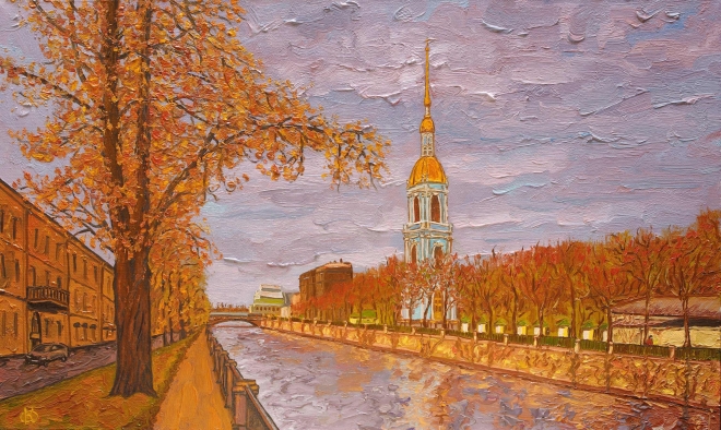 Картина маслом Под цветными небесами Петербурга