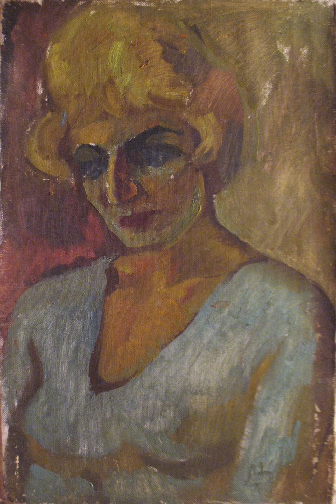 Картина маслом на холсте Портрет женщины в голубом