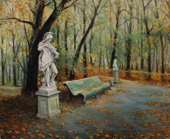Картина маслом на холсте Осень в Летнем саду