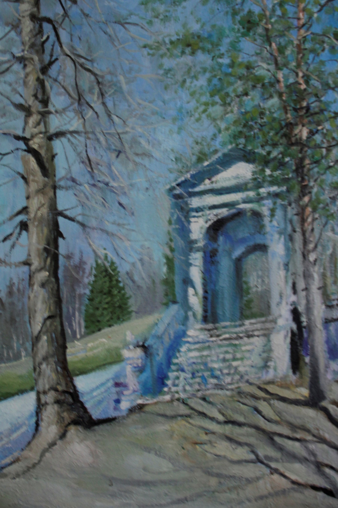 Картина маслом на холсте Пушкин.  Екатерининский парк.  Мраморный мост