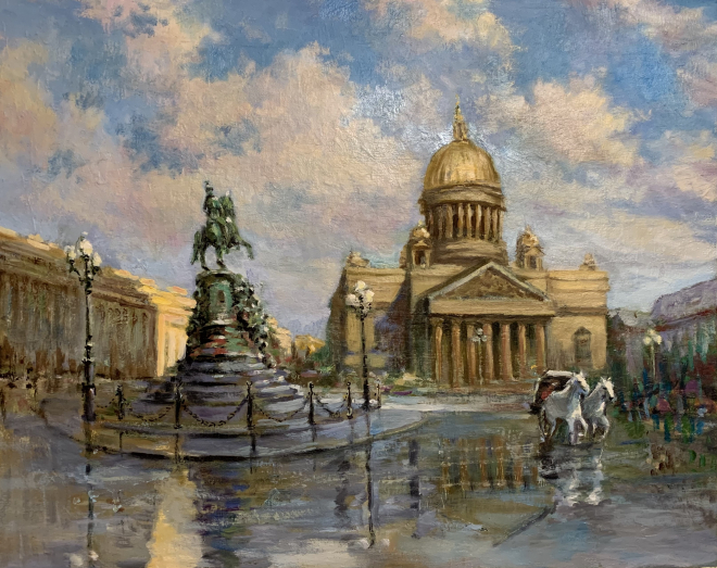 Картина маслом на холсте Санкт-Петербург.   Исаакиевская площадь