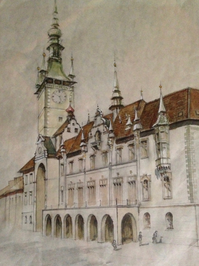 Картина акварелью Прага