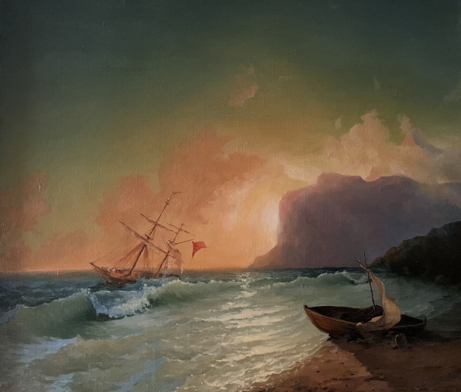Картина маслом на холсте закат   (по мотивам  Айвазовского )