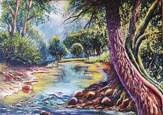 Картина на холсте лесной ручей