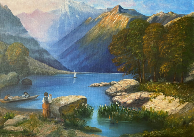Картина маслом на холсте Вид на озеро Леман (Александр Калам )