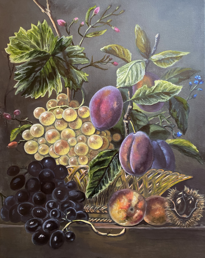 Картина маслом на холсте Корзина с фруктами
